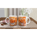 Mug blanc avec motif orange texture givrée et texte « qu’une mandarine »