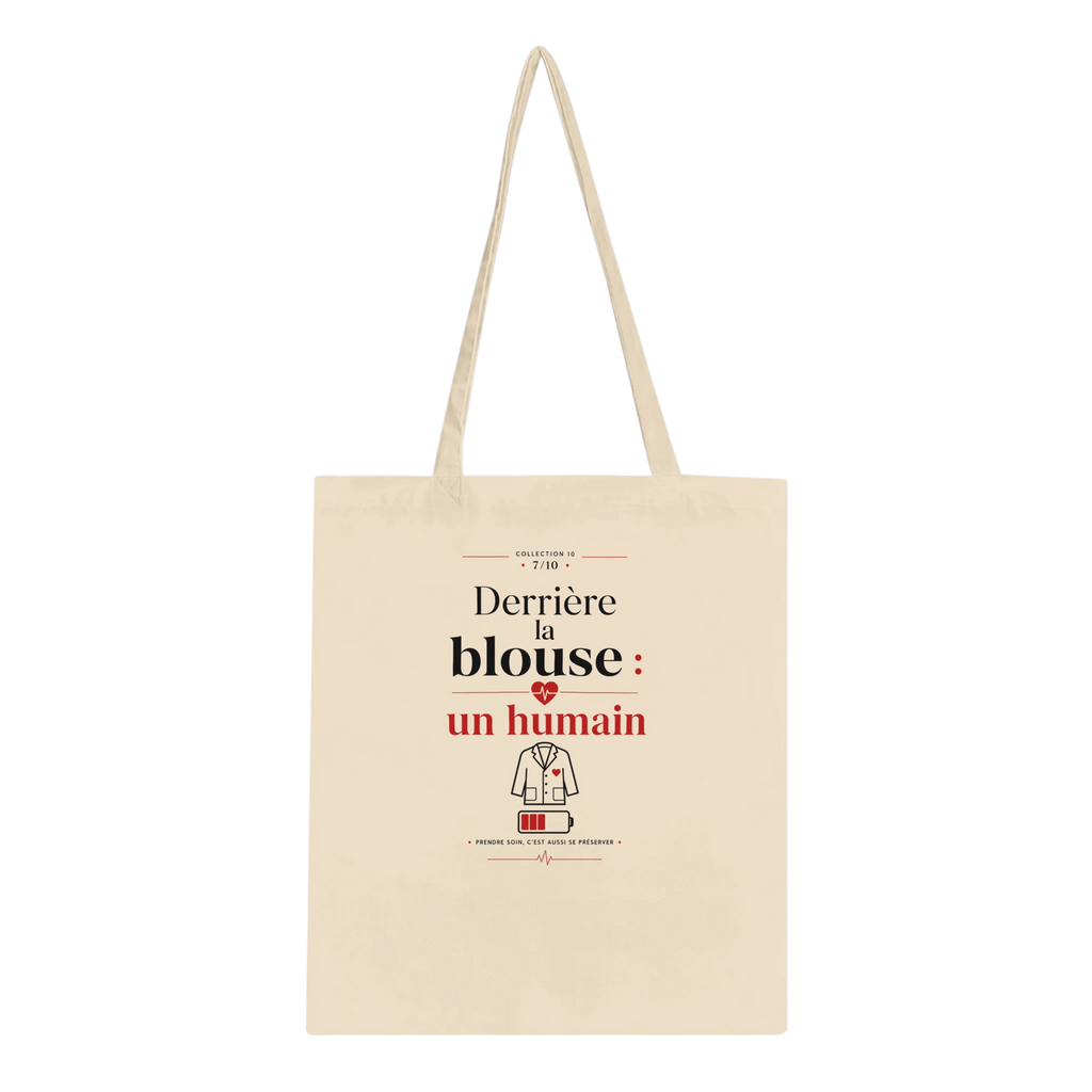 Tote bag en coton naturel avec anses et motif imprimé au centre
