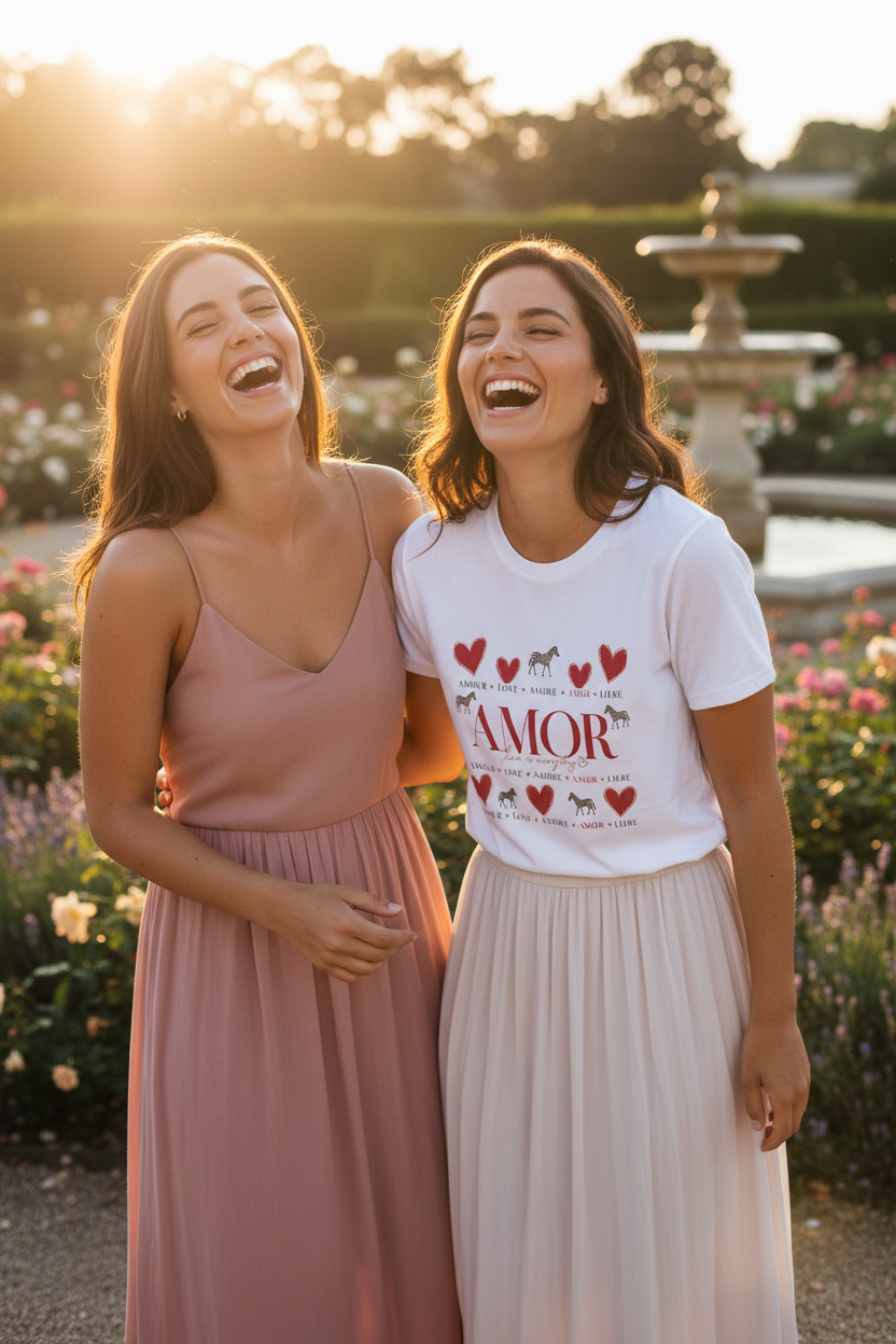 T-shirt blanc à imprimé « AMOR » avec cœurs et motifs zèbres