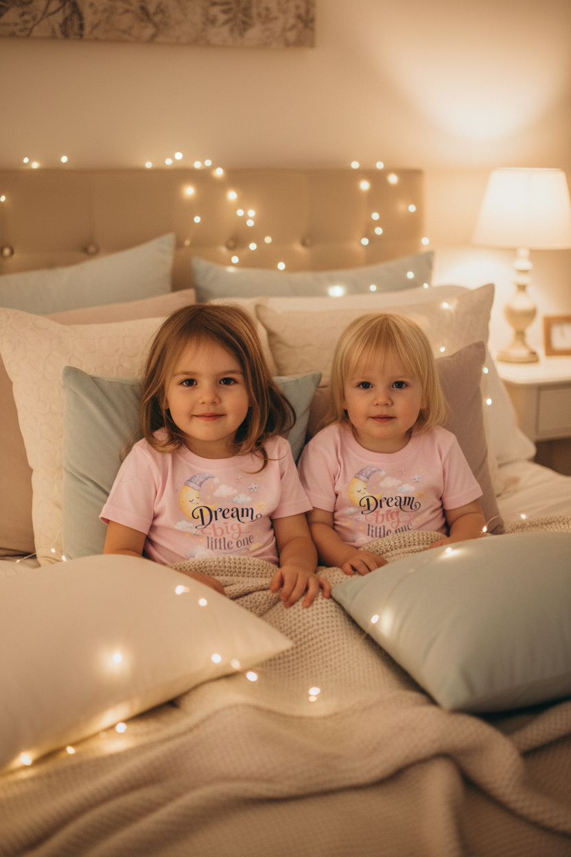Deux enfants chambre cosy