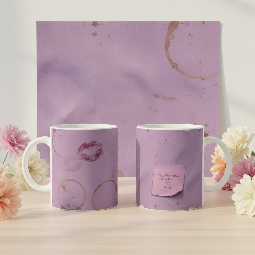Deux mugs mauve
