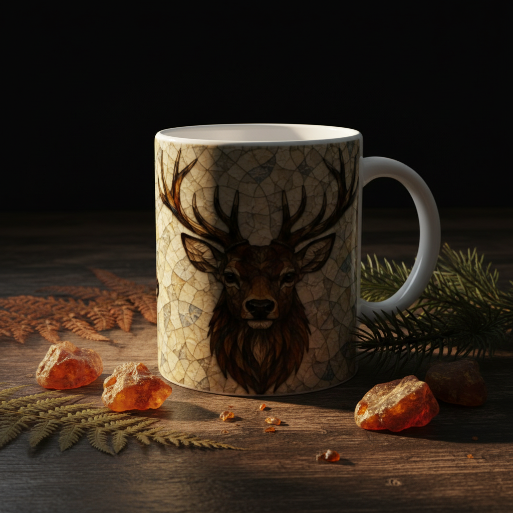 Editorial chêne mug cerf de face