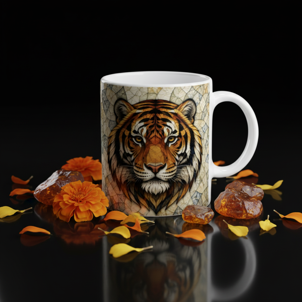 Editorial noir tigre de face anse droite