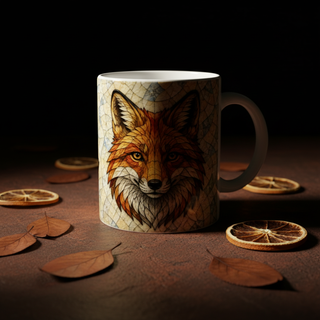 Editorial terracotta mug renard de face