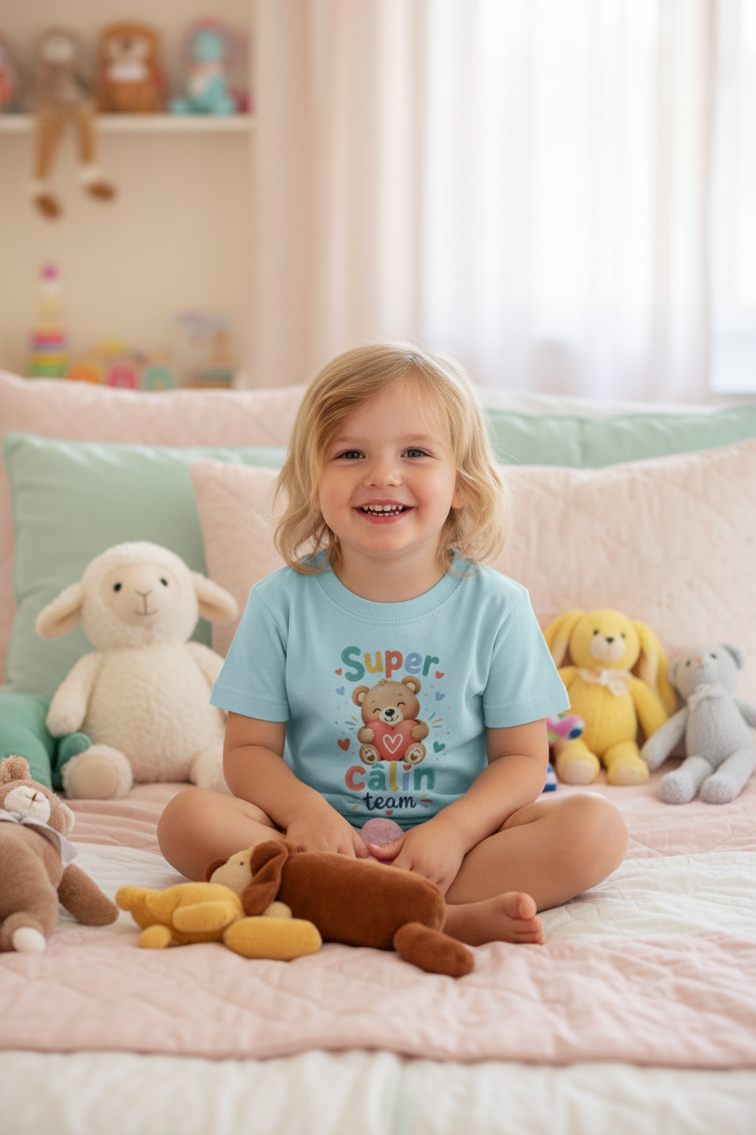 Enfant bleu clair Super Câlin Team lit peluches