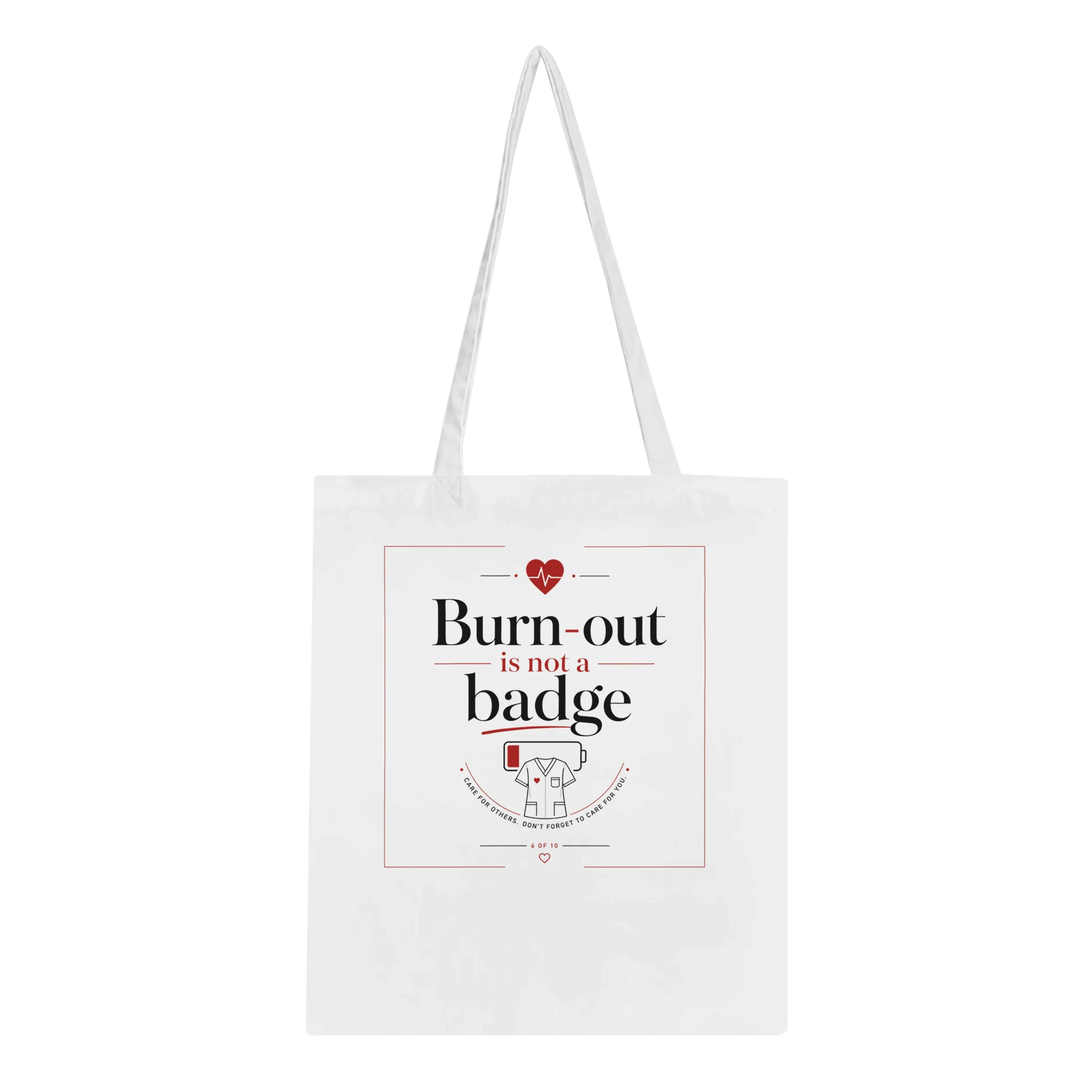 Sac tote en toile blanche, anses longues, logo imprimé au centre