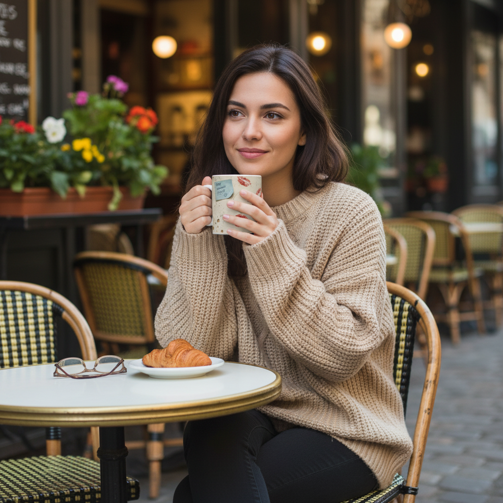 Femme café romantique