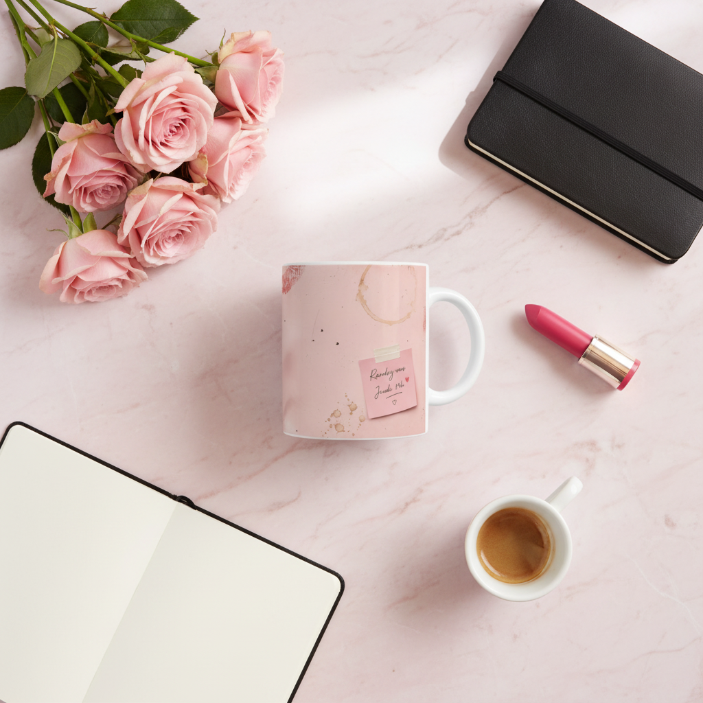 Flat lay marbre rose