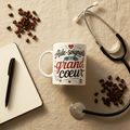 Tasse blanche « Aide-soignante au grand cœur » avec anse, décor de cœurs