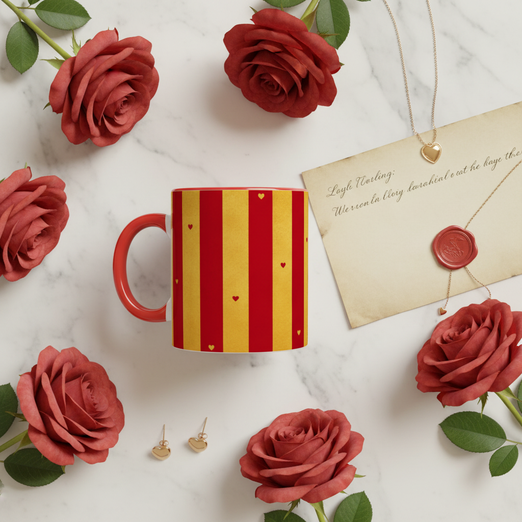 Flat lay romantique avec roses rouges et bijoux dorés