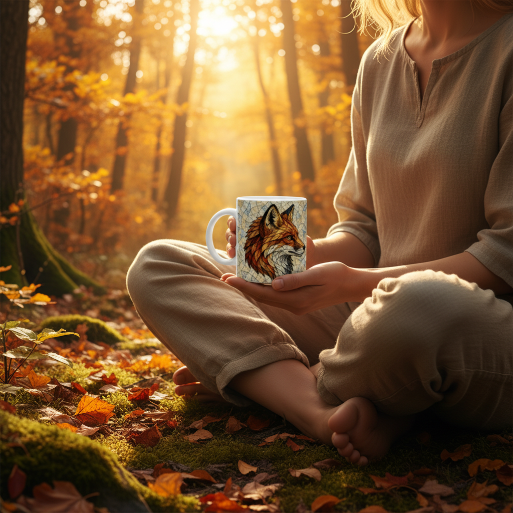 Forêt automnale mug renard de profil