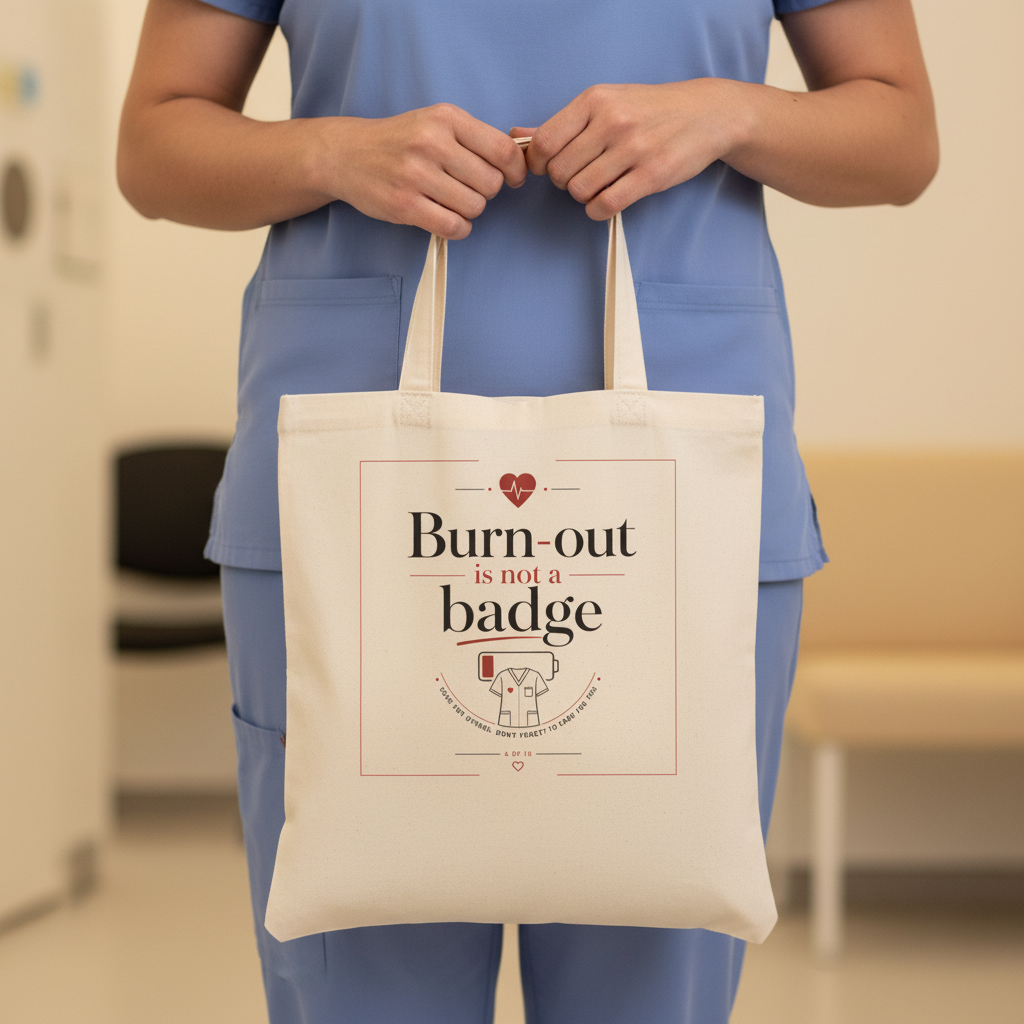 Sac tote en toile claire, vue rapprochée, logo imprimé au centre