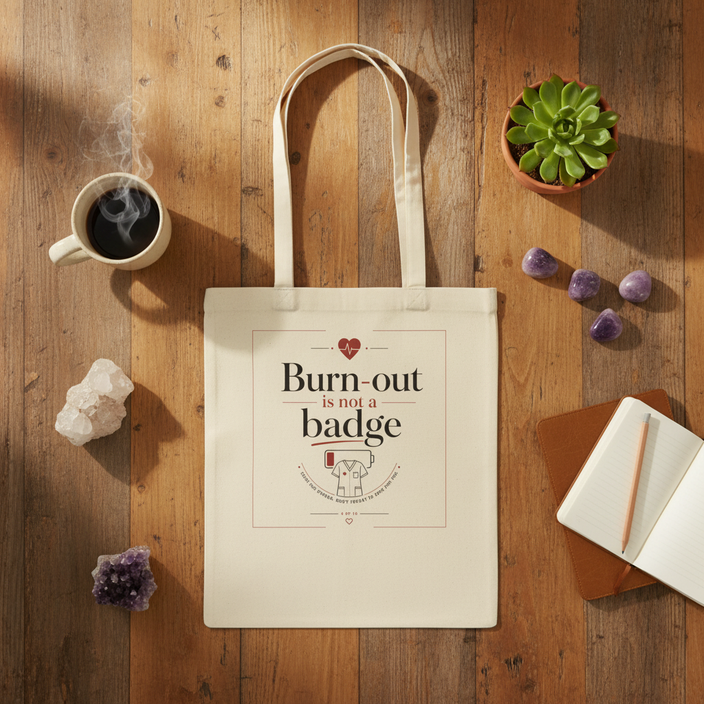 Sac tote en toile claire, vue de dessus, logo imprimé au centre