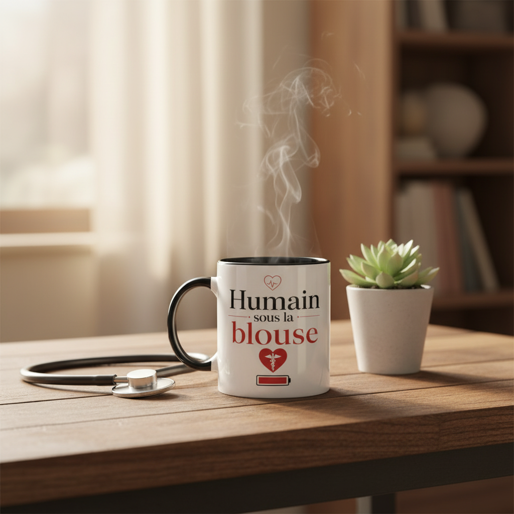 Mug Humain sous la blouse, anse noire et intérieur noir