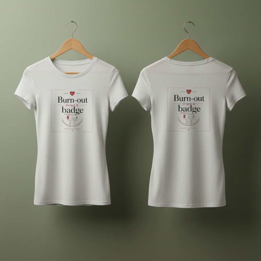 T-shirts blancs col rond, motif « Burn-out badge » devant et au dos