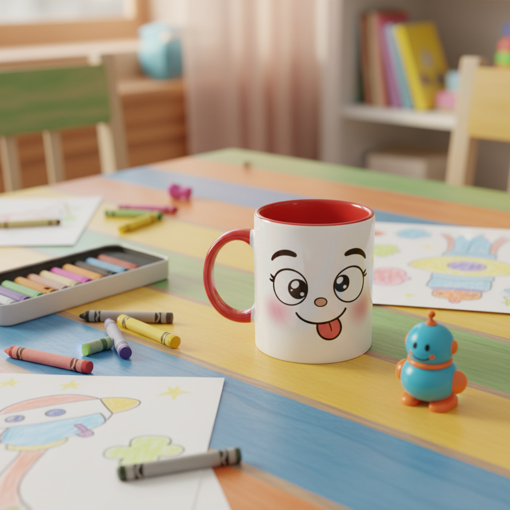 Mug en céramique bicolore à face de panda, anse rouge et intérieur rouge, corps blanc