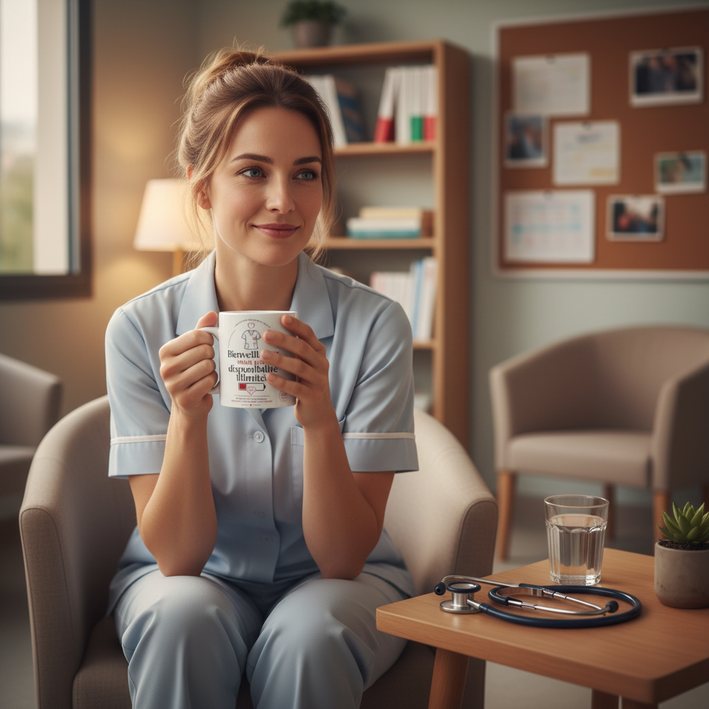 Mug blanc tenu en main, texte « Bienveillance, mais pas disponibilité illimitée »