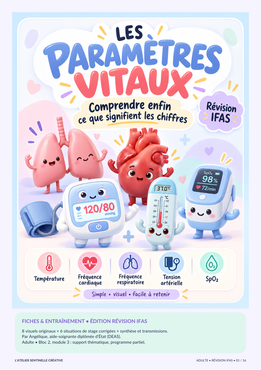 Guide pédagogique « Les paramètres vitaux » IFAS, couverture illustrée avec personnages.