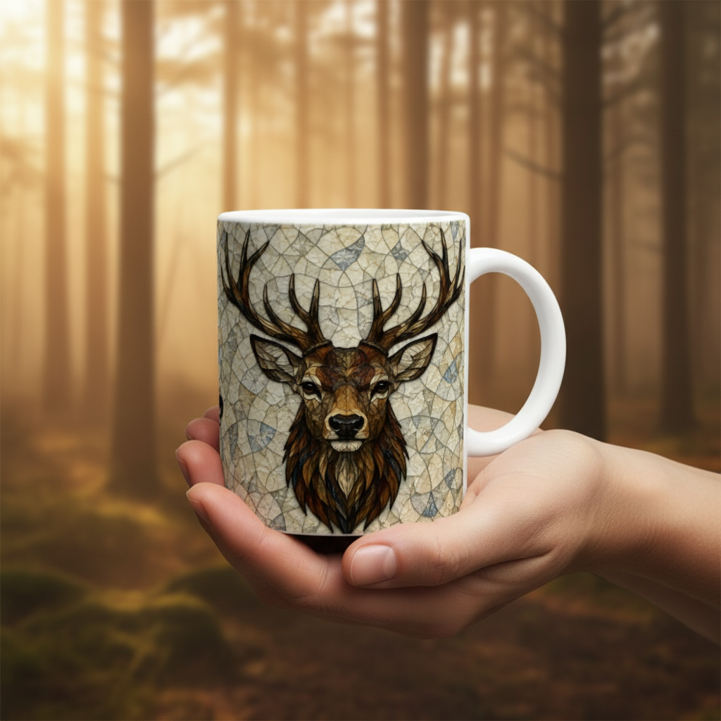 Lifestyle forêt mug cerf de face