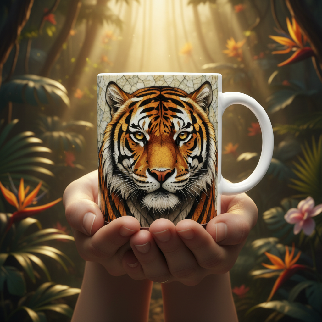 Lifestyle jungle mug tigre de face