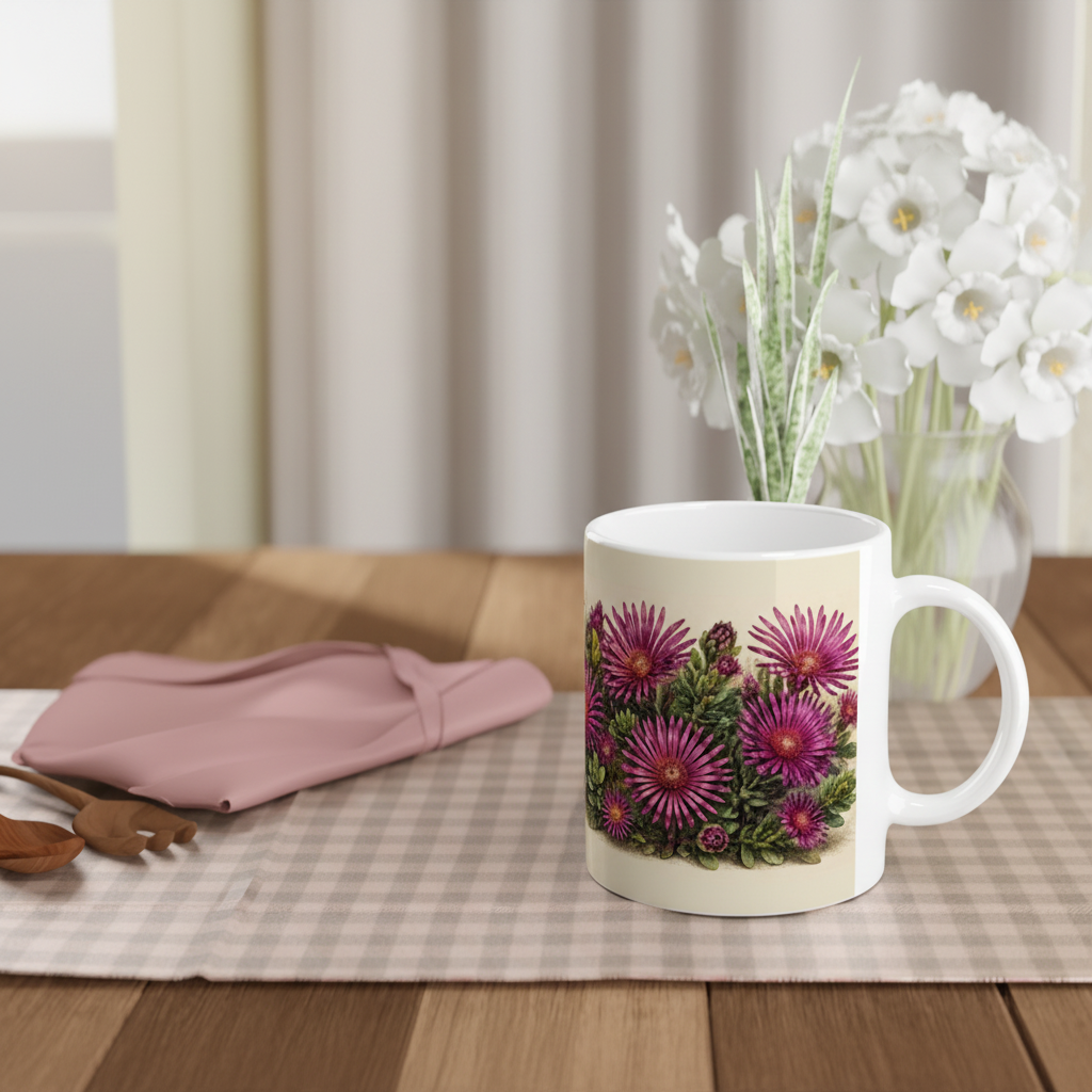Mug Botanique Vintage — table bois fleurs sauvages