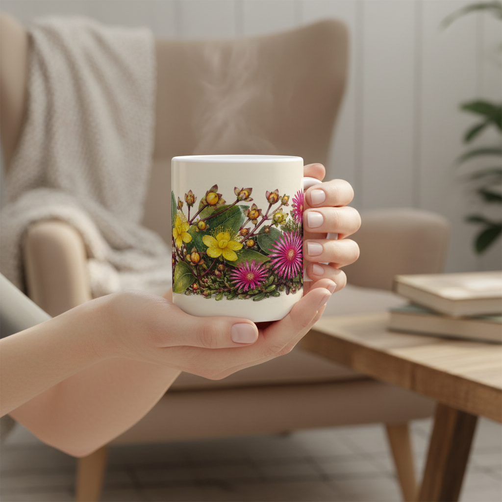 Mug Fleurs des Champs — mains lifestyle