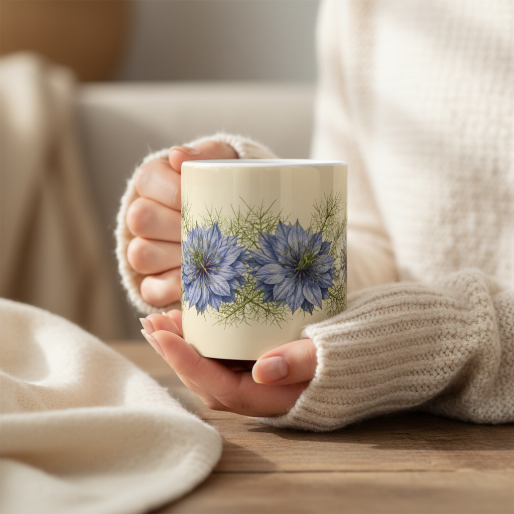 Mug Nigelle — mains lifestyle