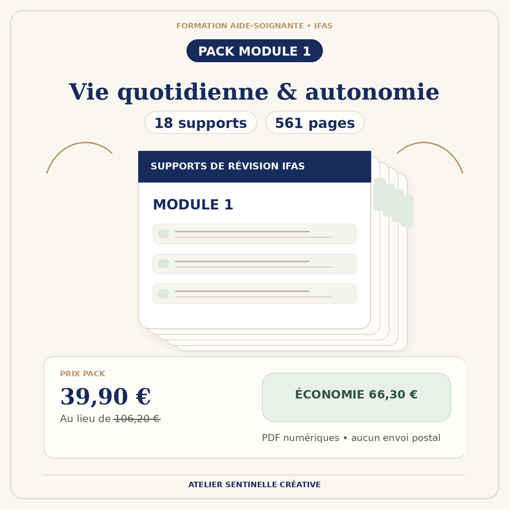 Pack Module 1 IFAS : 18 supports, 561 pages, 39,90 € (PDF numérique).