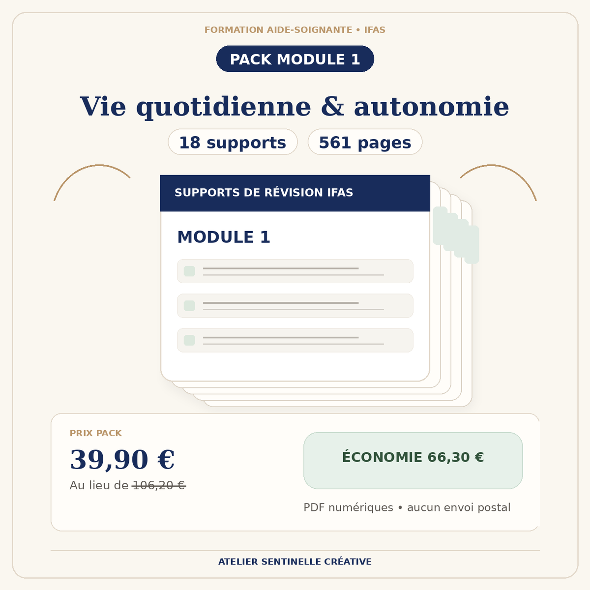 Pack Module 1 IFAS : 18 supports, 561 pages, 39,90 € (PDF numérique).