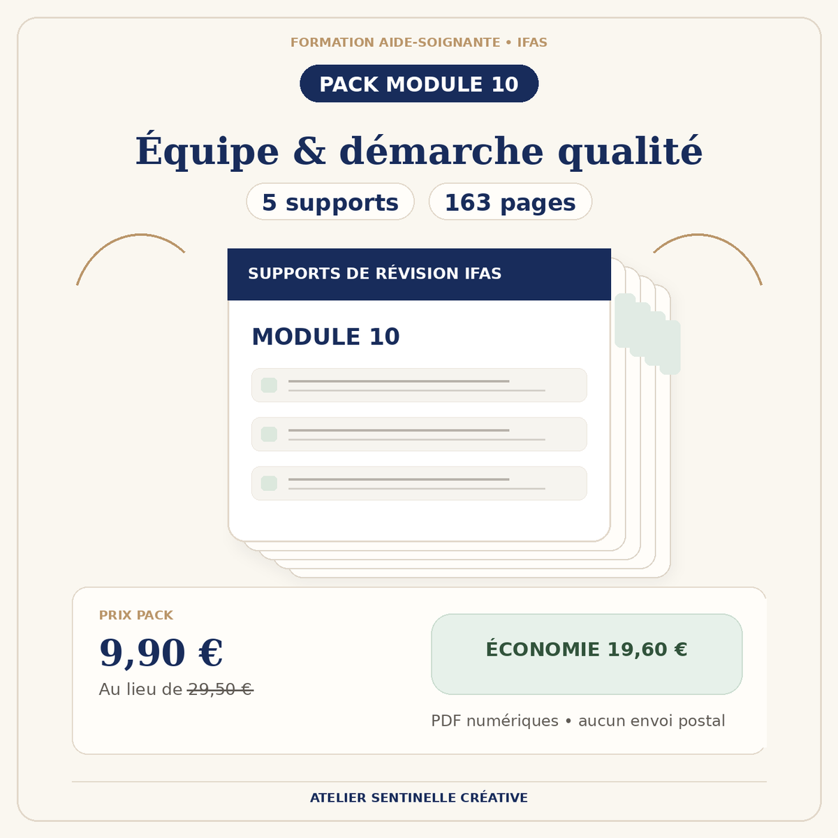 Pack Module 10 IFAS : 163 pages, supports de révision, PDF numérique, 9,90 €.