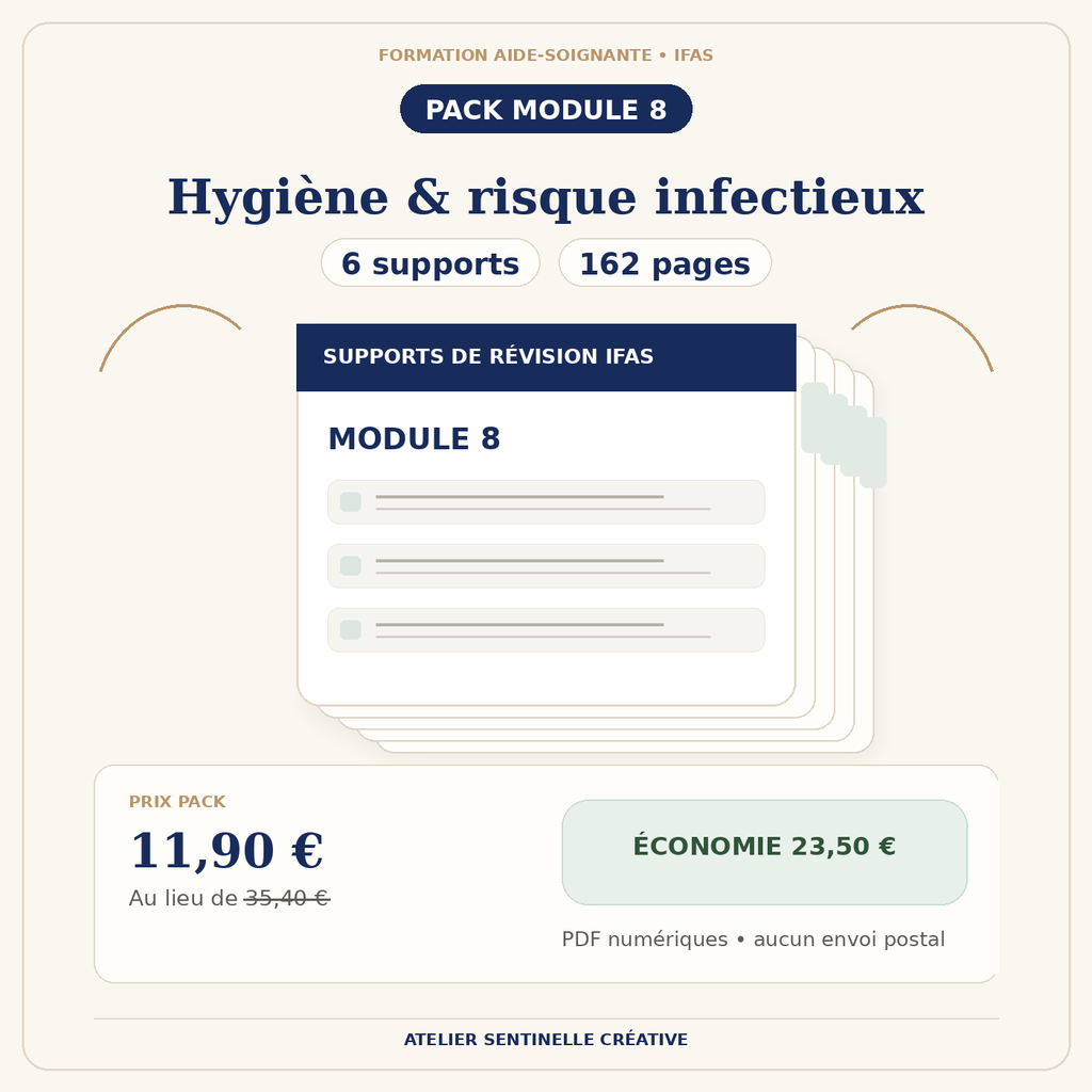 Pack Module 8 IFAS : Hygiène & risque infectieux, 6 supports, 162 pages (PDF numérique)