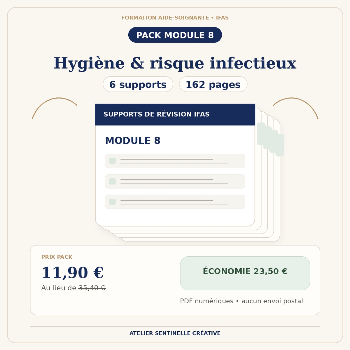 Pack Module 8 IFAS : Hygiène & risque infectieux, 6 supports, 162 pages, PDF numérique