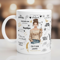 Mug blanc en céramique avec illustration dorée et texte « Édition limitée » sur le devant.