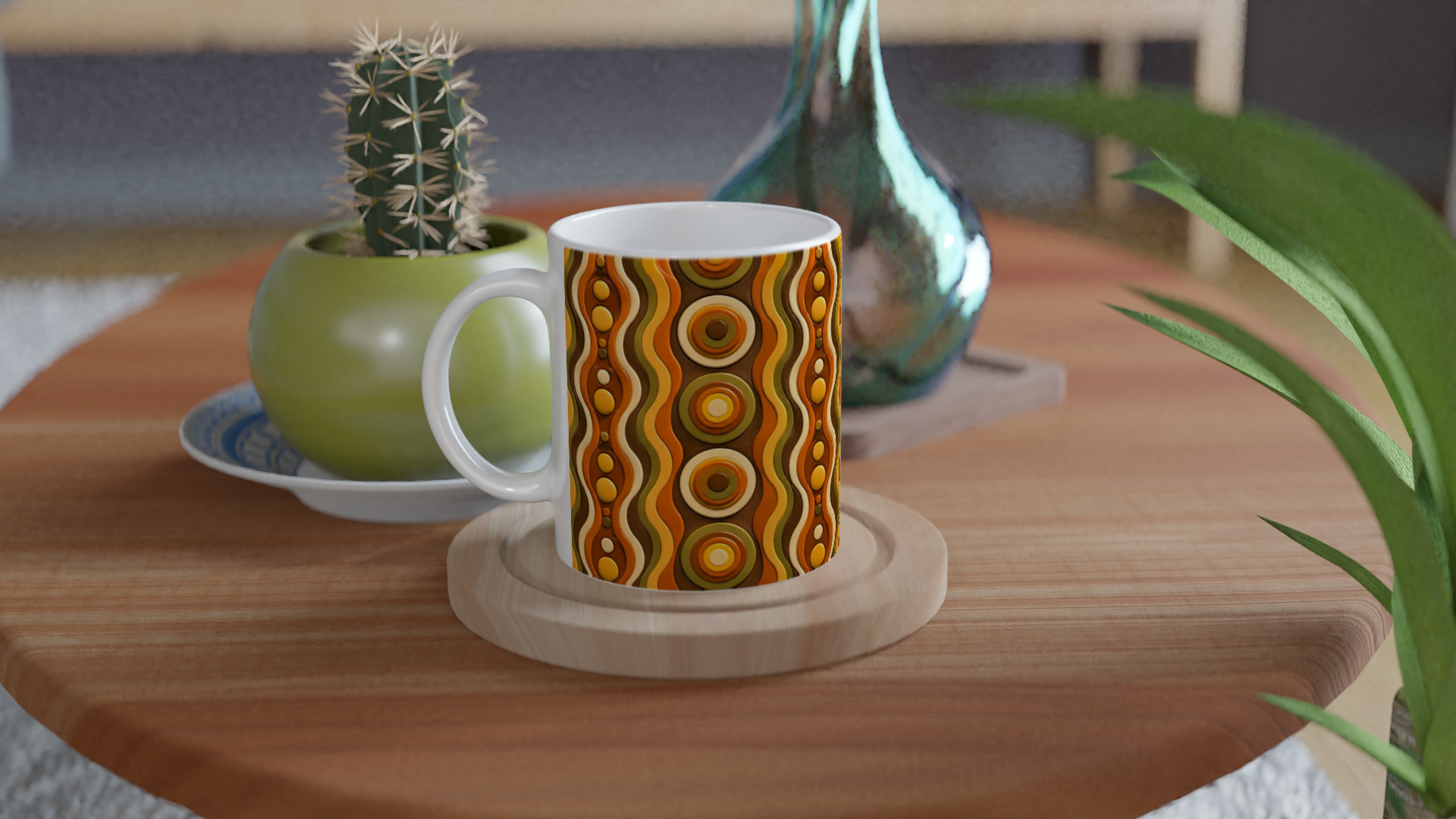 Mug Retro Cercles 3D — Design Vintage Groovy