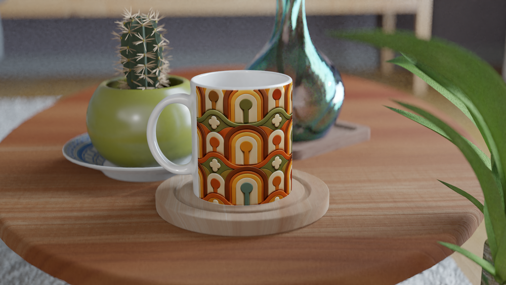 Mug Retro Geometrique 3D — Design Vintage Arches