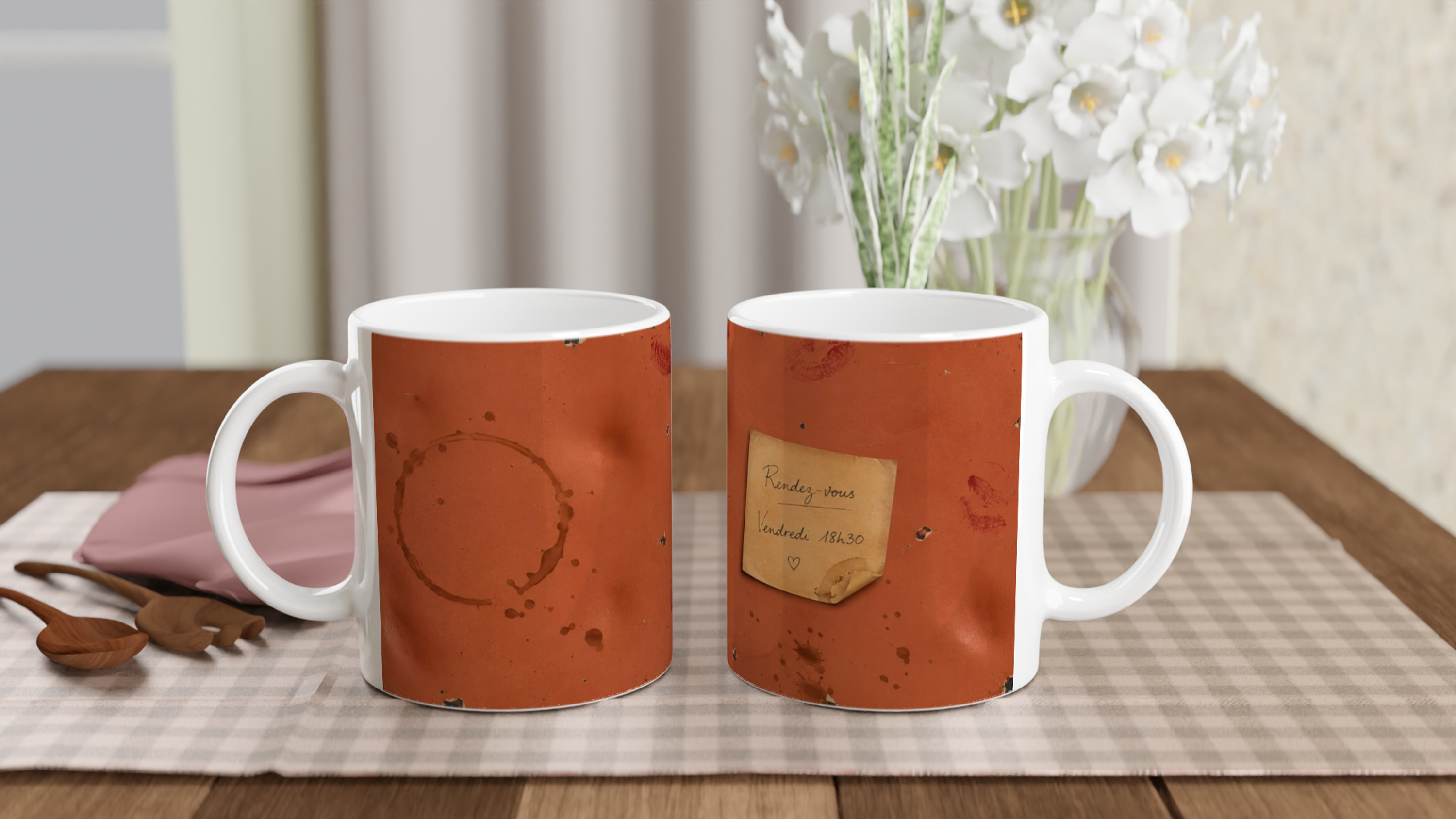Mug Rendez-vous Vendredi 18h30 — Cadeau Romantique Terre Cuite