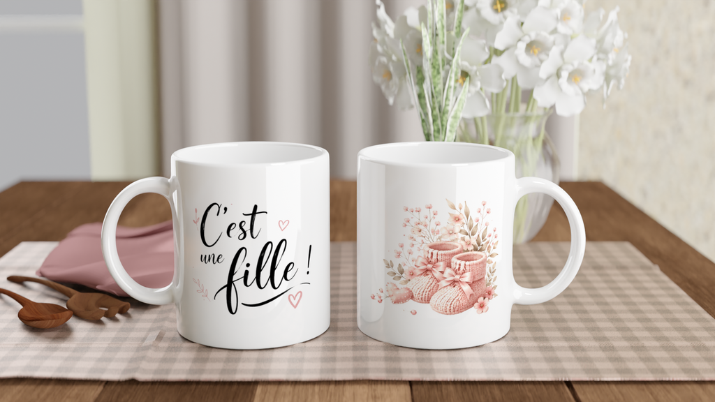 Mug C'est une fille — Cadeau naissance bébé fille