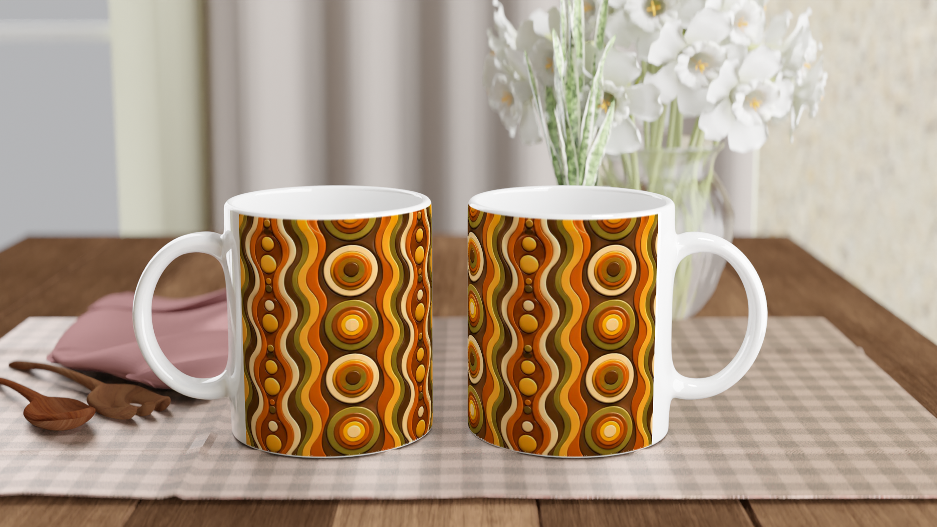 Mug Retro Cercles 3D — Design Vintage Groovy