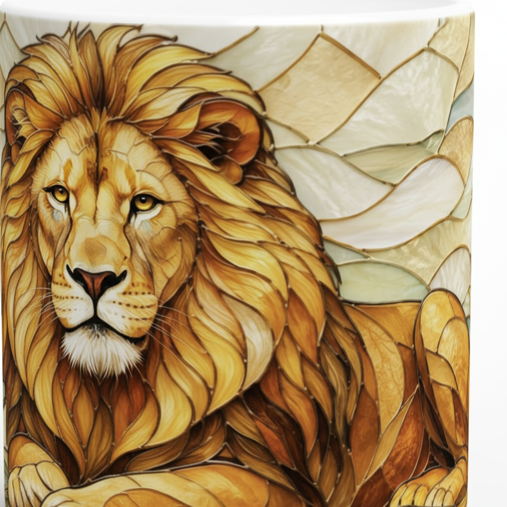 Zoom design lion vitrail
