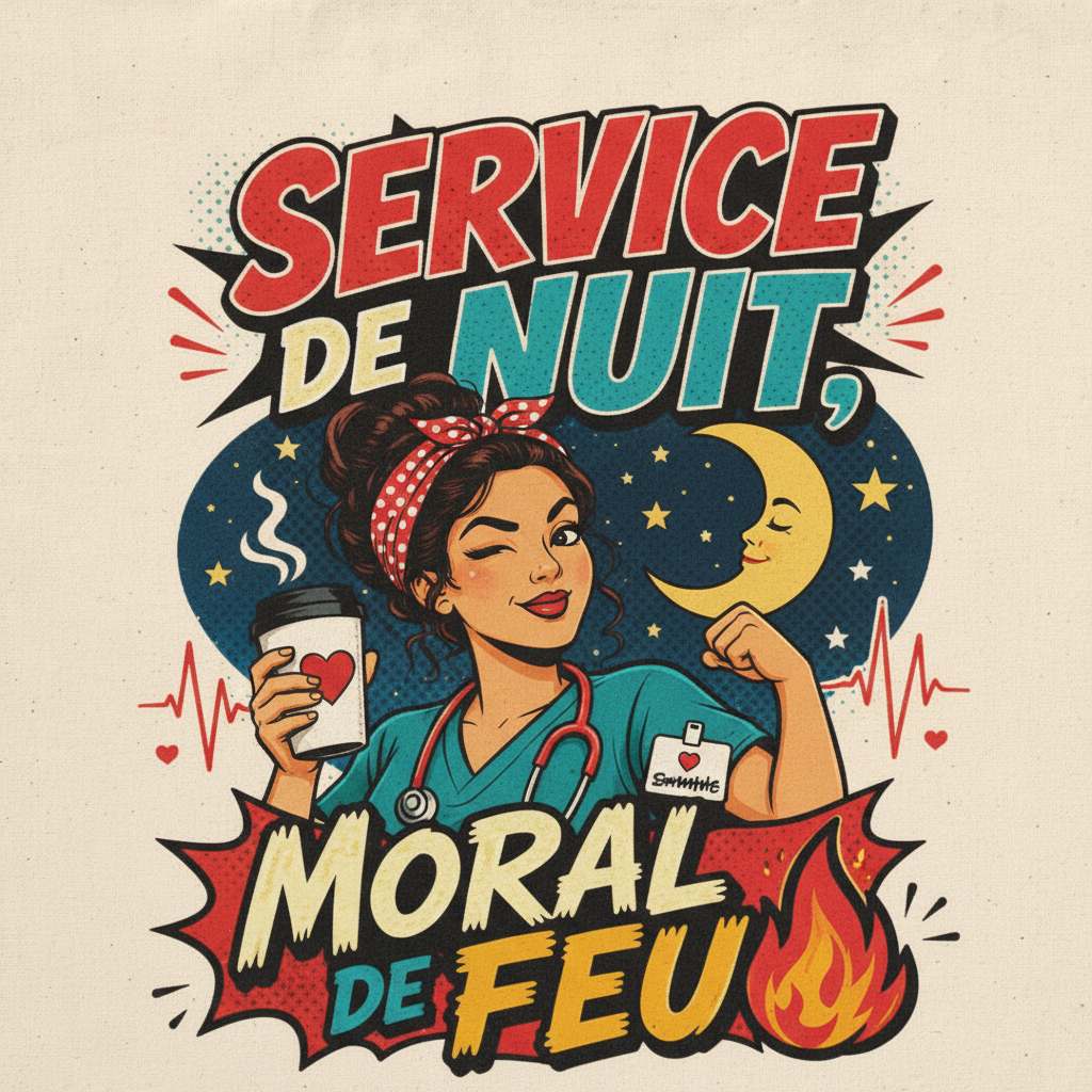 Impression Service de Nuit Moral de Feu sur tote bag beige